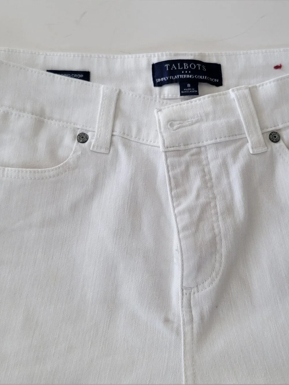 Talbots Simply Flattering 5 Pocket Jeggings Crop White Jeans , Size 8